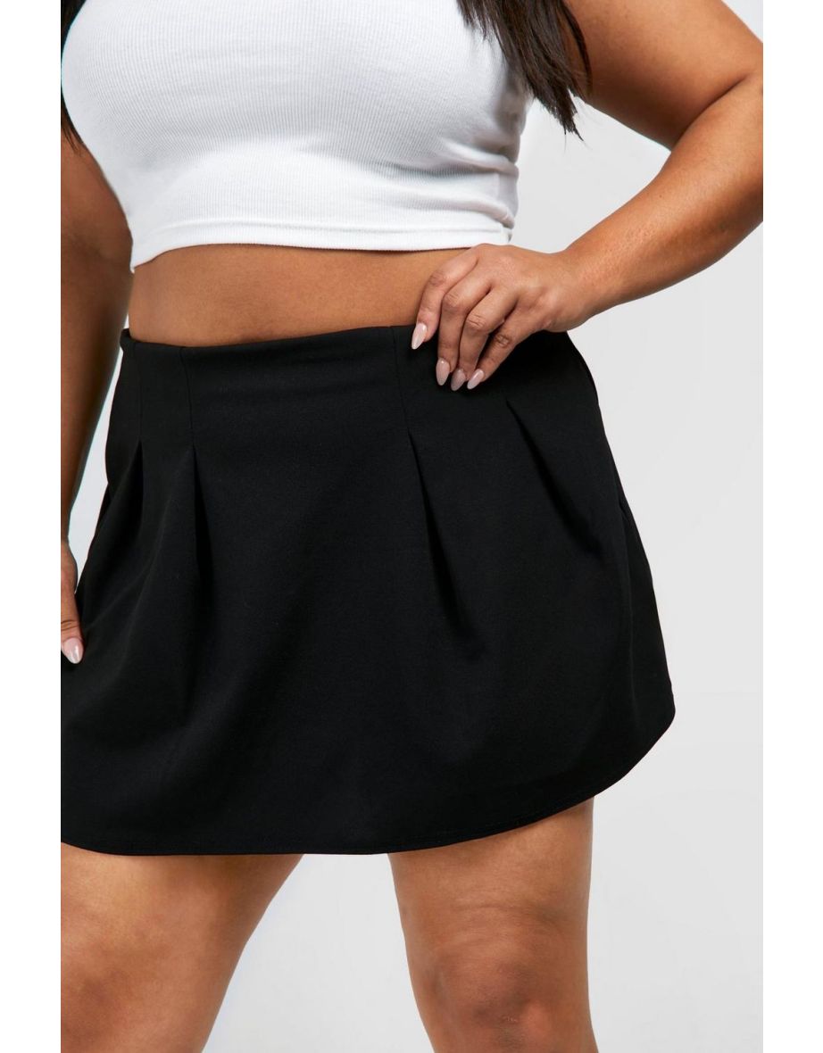 Plus Pleated Crepe Tennis Skirt - black - 3