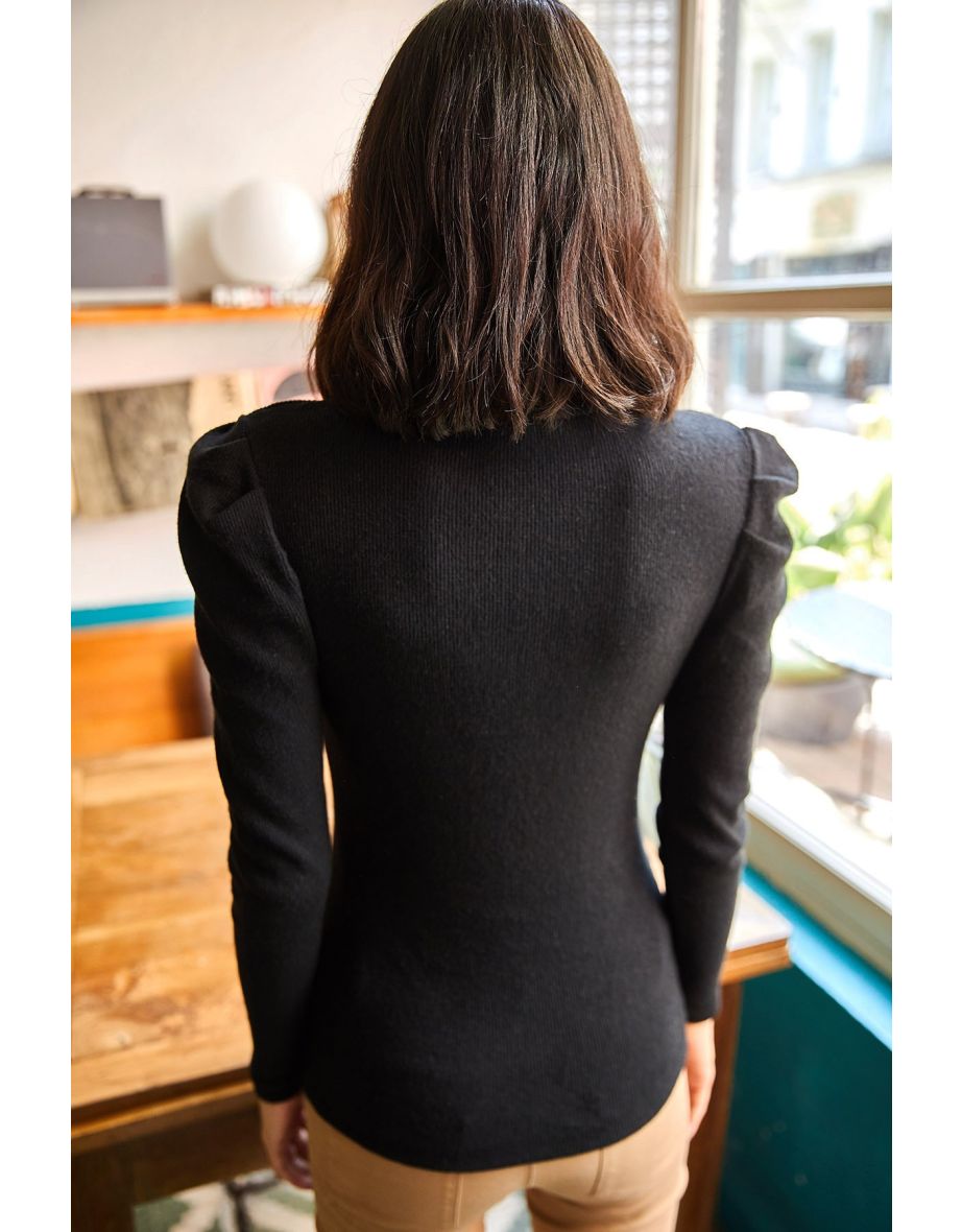 Women's Black Princess Lycra Sleeve Blouse - 5