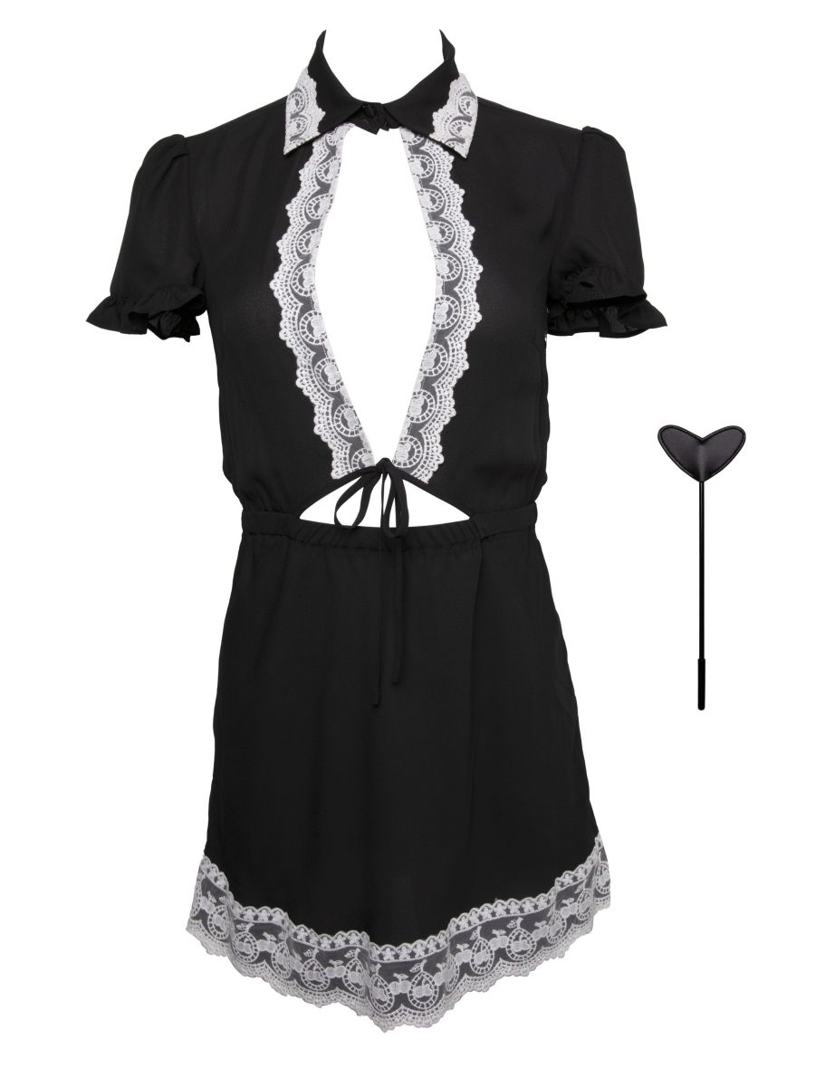Florence Black Lace and Chiffon Vintage Puff Sleeve Babydoll - 5