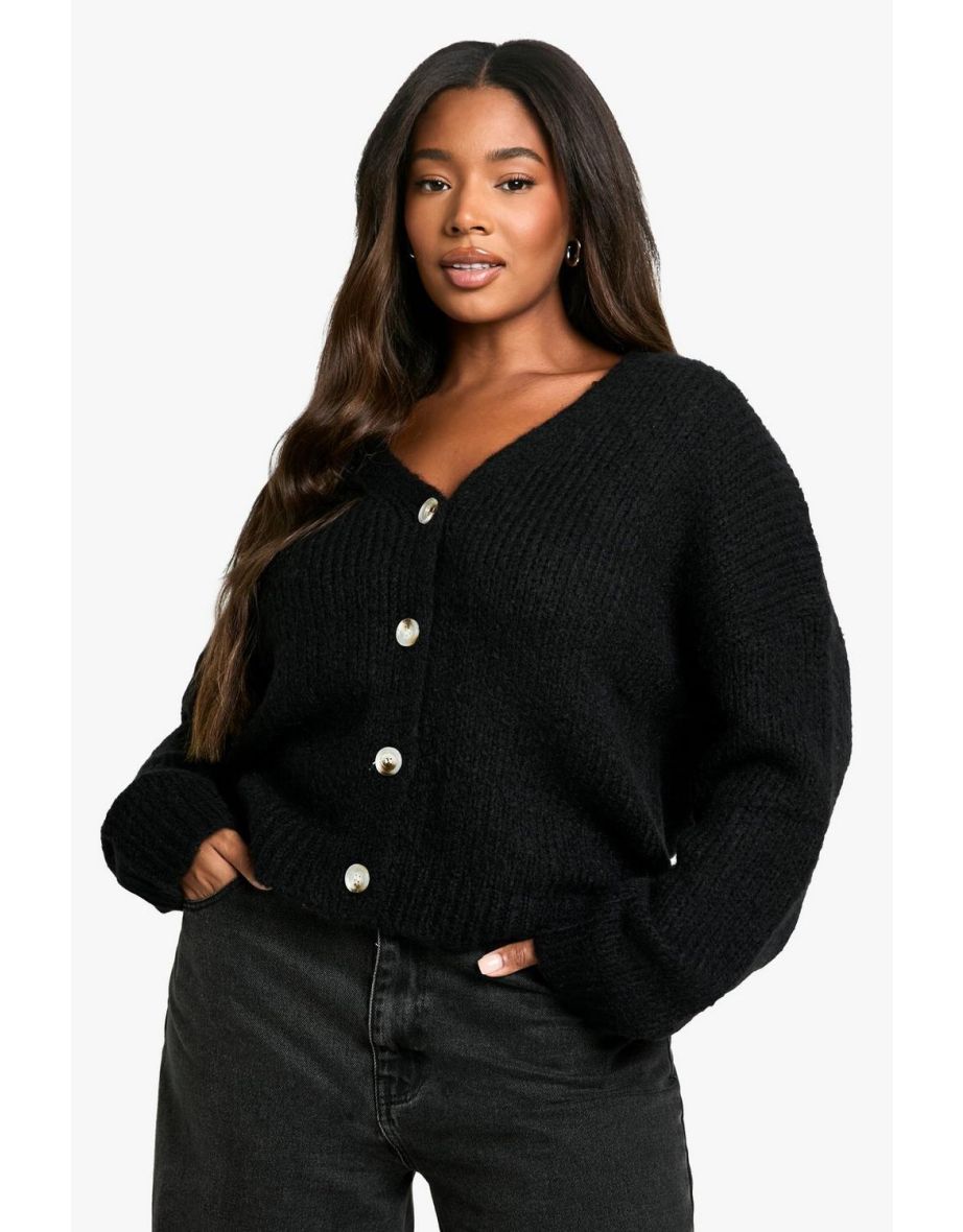 Plus Oversized Soft Knit Boyfriend Cardigan