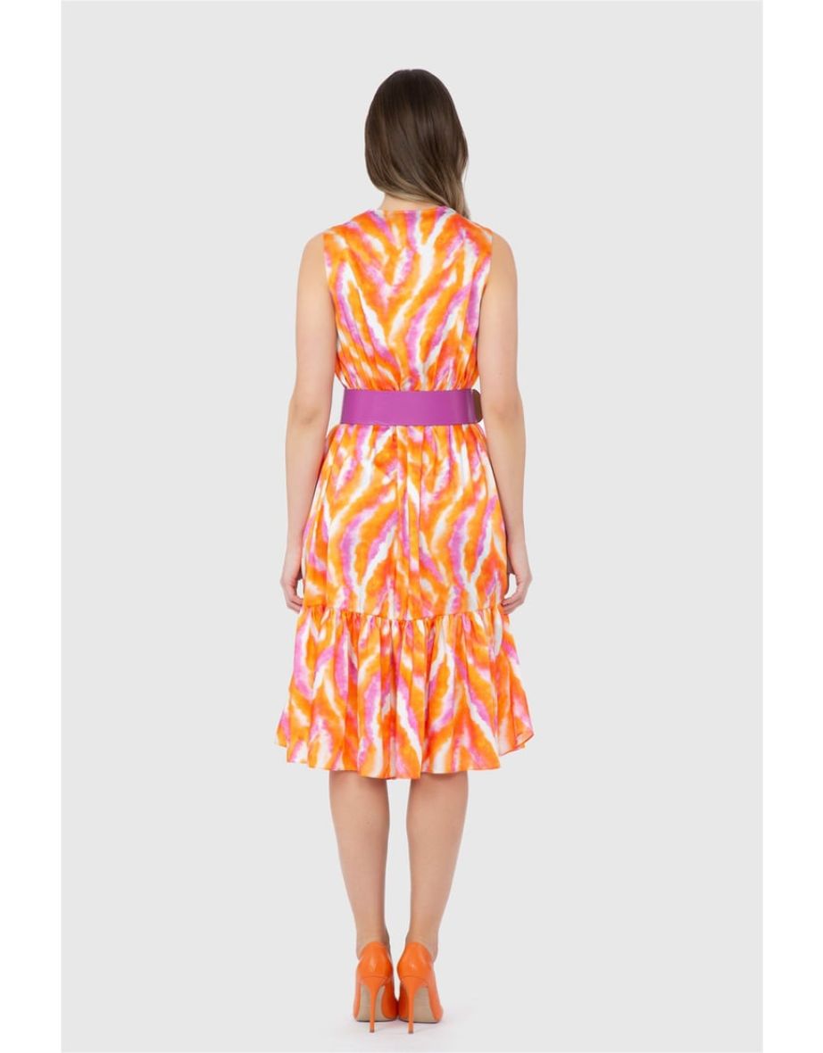 Belted Scarf Detailed Midi Dress - 2