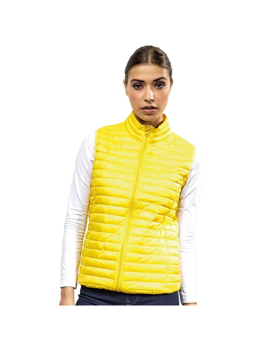 2786 Womens/Ladies Tribe Fineline Padded Gilet/Bodywarmer - Bright Yellow - 2