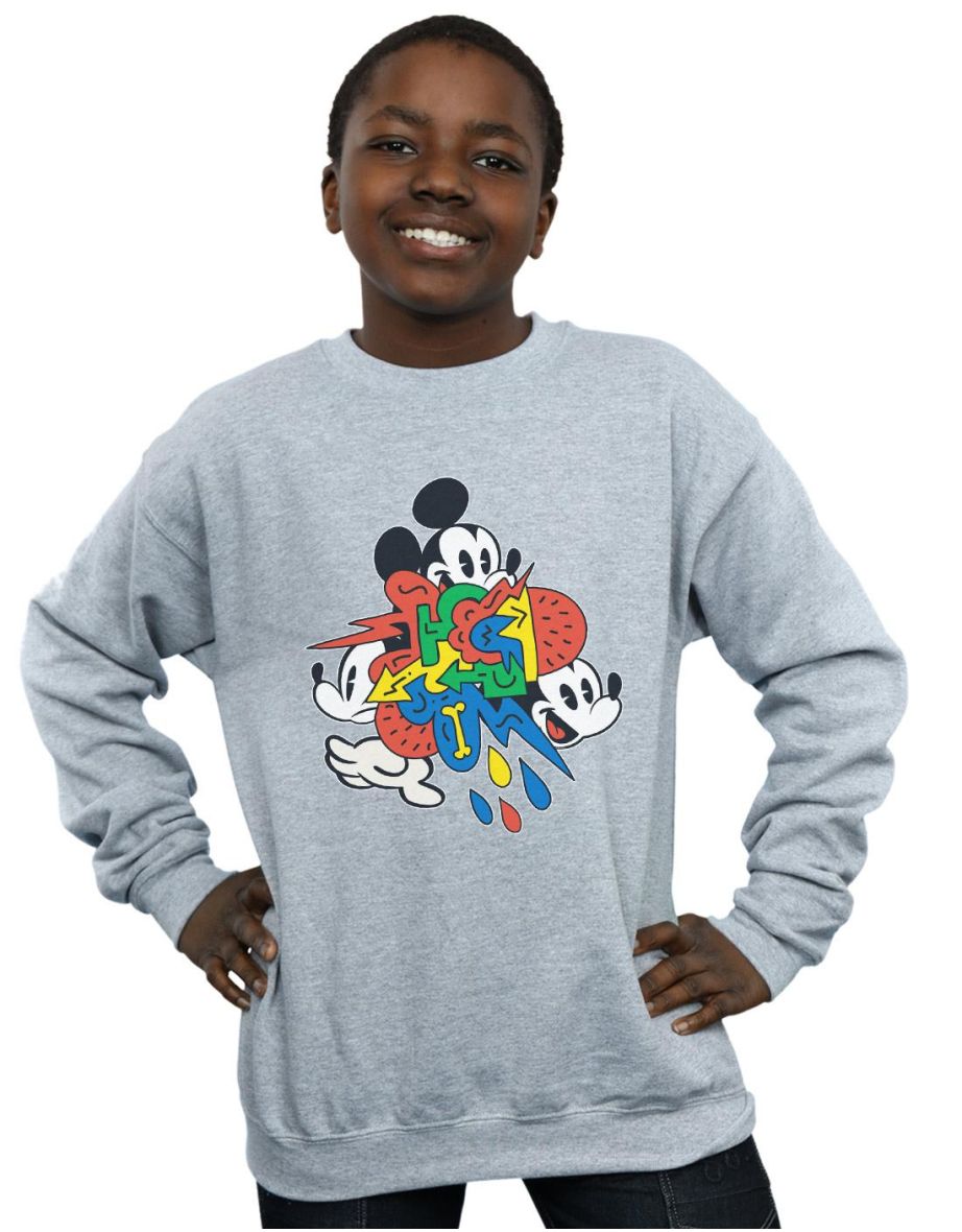 Disney Boys Mickey Mouse Vintage Arrows Sweatshirt - Sports Grey