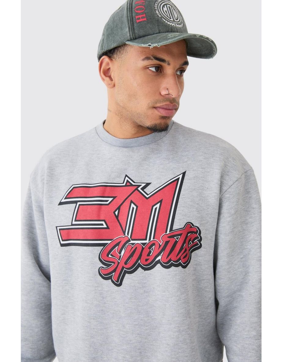 Oversized Boxy Moto Bm Sports Sweatshirt - grey marl - 2