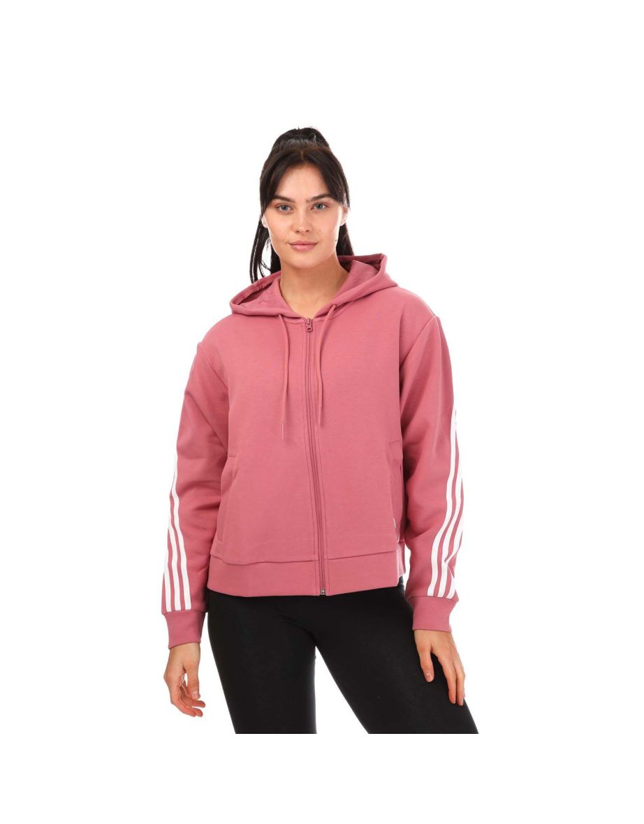 Women's adidas Future Icons 3 Stripes Full Zip Hoodie in Pink