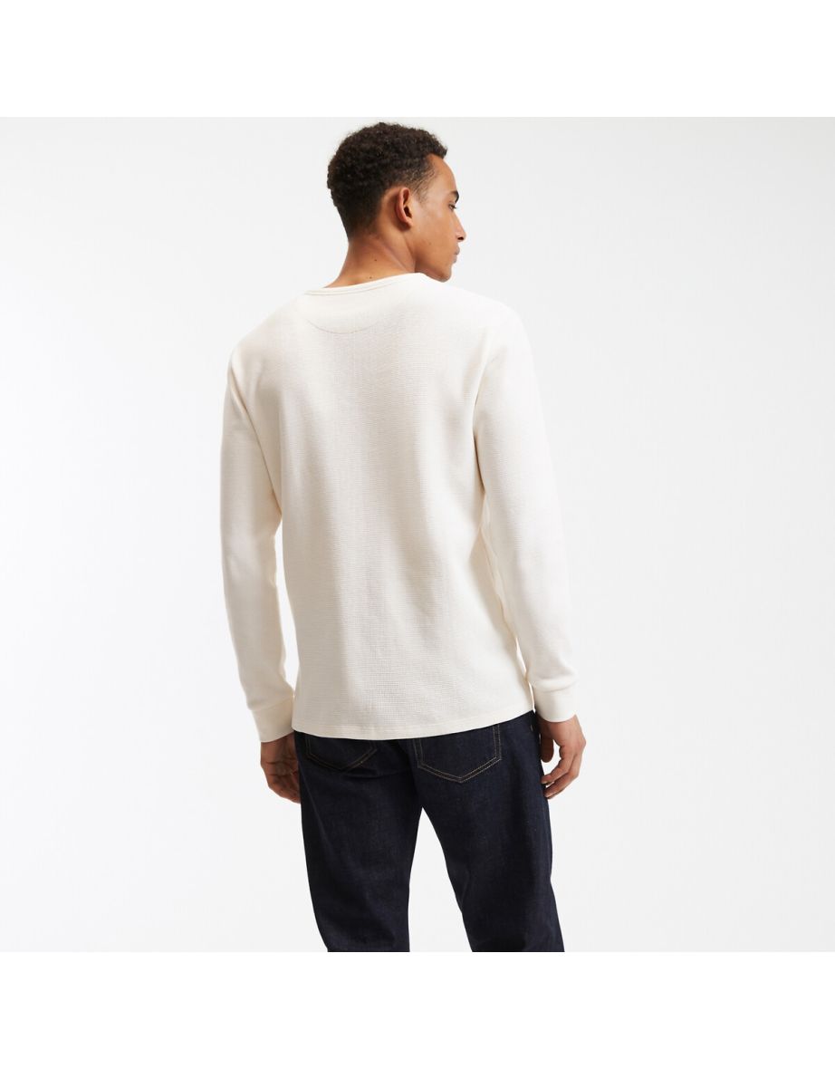 Cotton Grandad Collar T-Shirt with Long Sleeves - 3