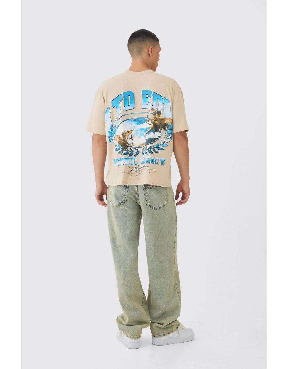 Oversized Boxy Limited Edition Over Seams Printed T-Shirt - sand - 2
