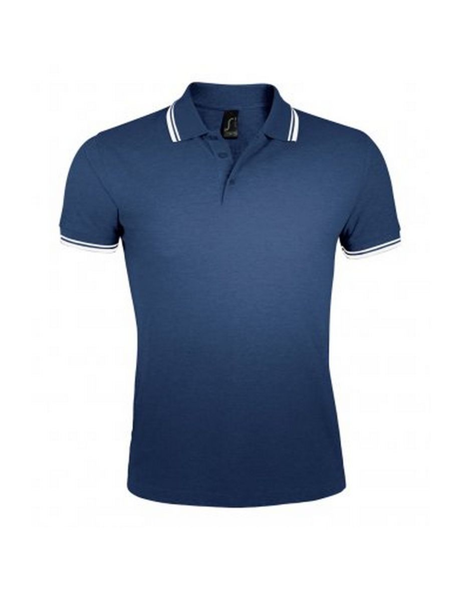 SOLS Mens Pasadena Tipped Short Sleeve Pique Polo Shirt - French Navy/White