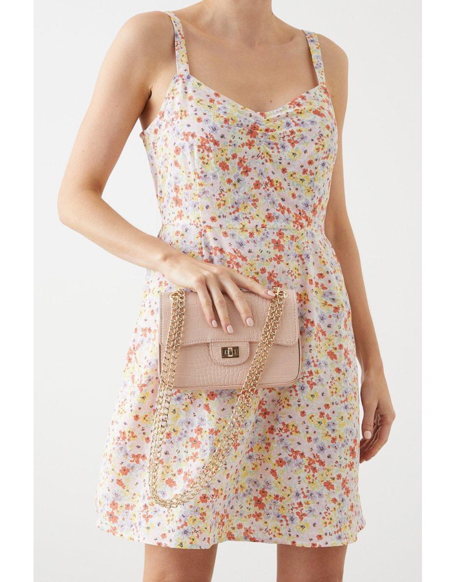 Sofia Croc Chain Shoulder Bag