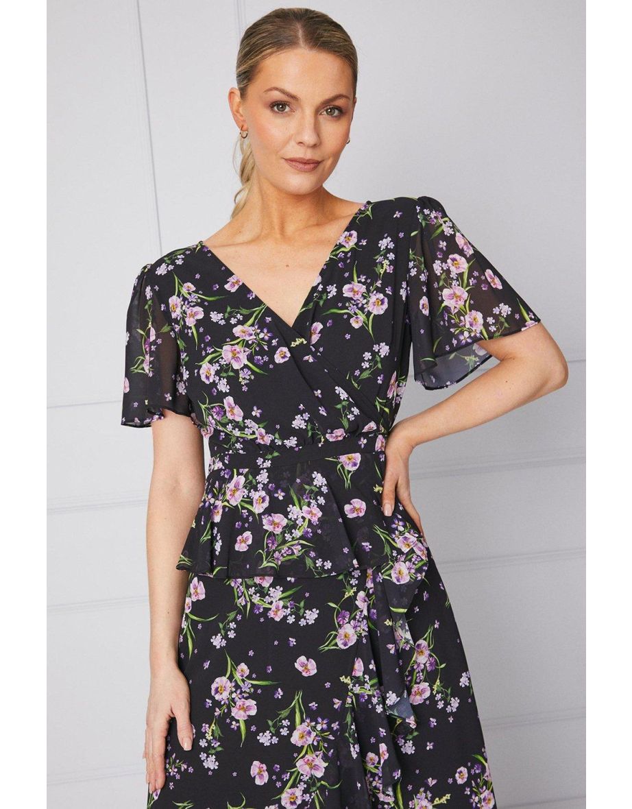 Occasion Ditsy Floral Ruffle Peplum  Dress - 3
