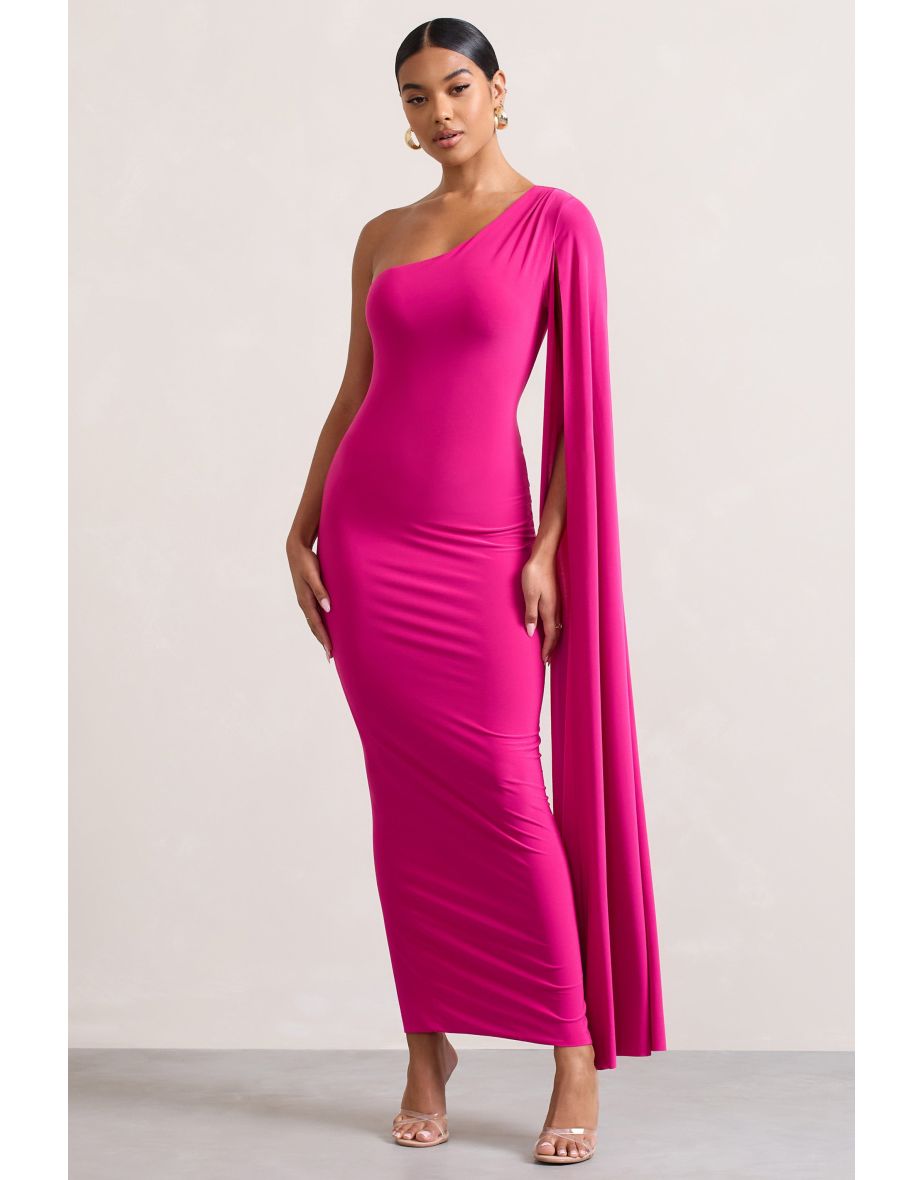 One shoulder clearance cape sleeve dress