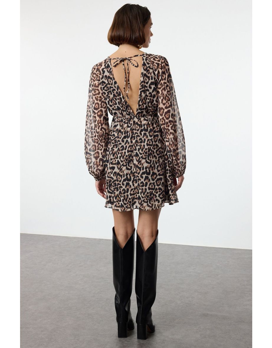 Brown Ethnic Mini Woven Dress - 4