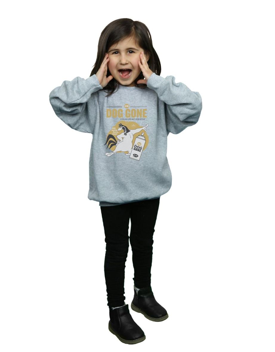 Looney Tunes Girls Foghorn Leghorn Dog Gone Sweatshirt - Sports Grey - 3