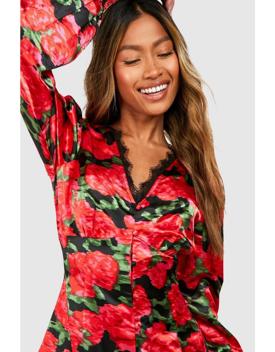 Floral Lace Trim Smock Dress - 3