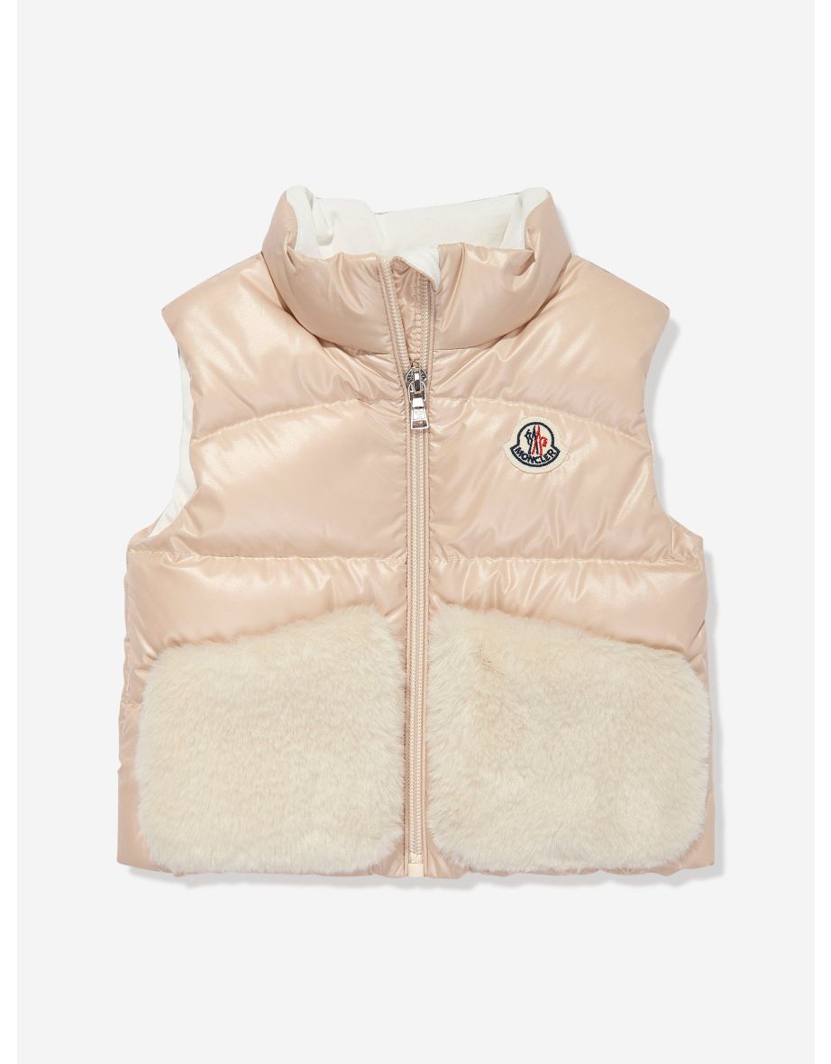 Moncler Enfant Baby Girls Down Padded Vive Gilet in Beige
