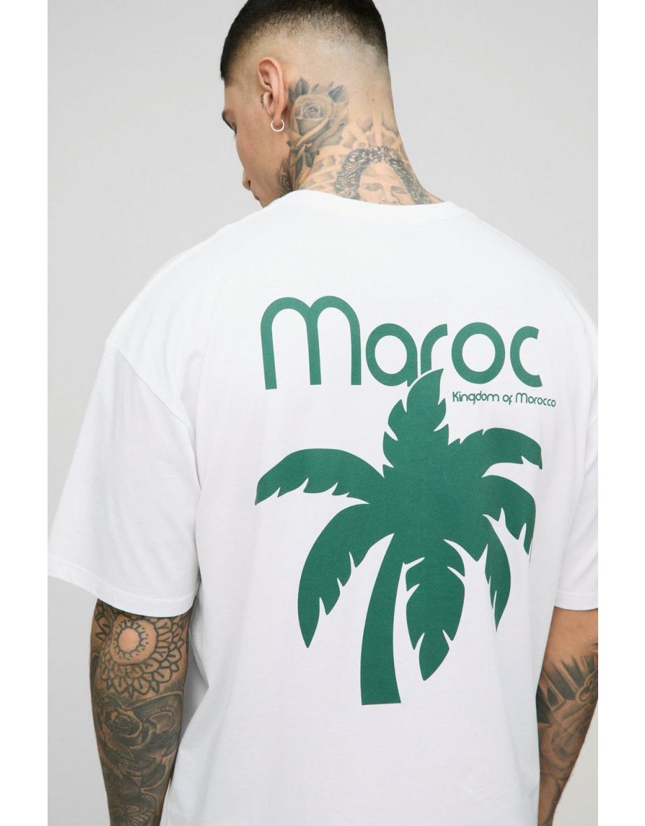 Tall Oversized Morocco Palm Tree T-Shirt - white - 2