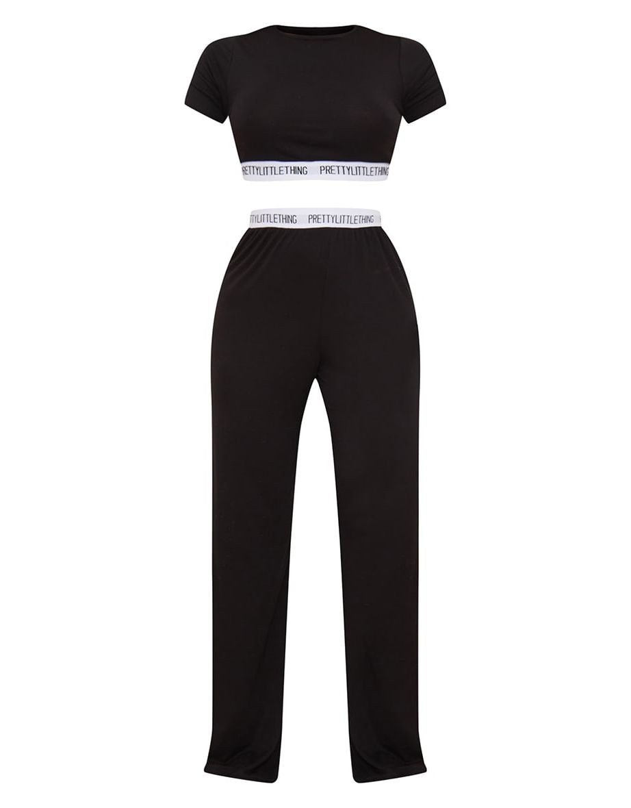 PRETTYLITTLETHING Black Tape Trouser Pj Set - 4