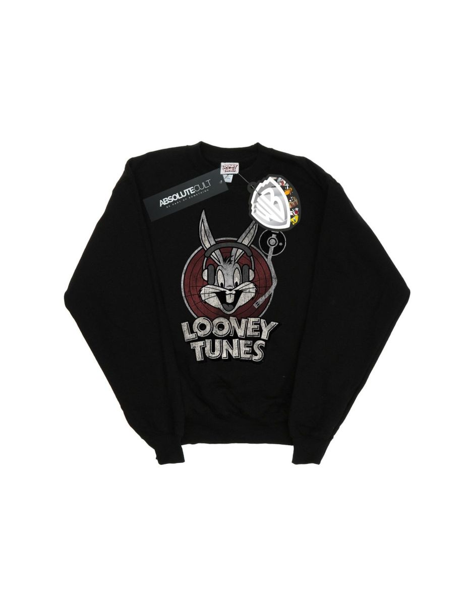 Looney Tunes Boys Bugs Bunny Circle Logo Sweatshirt - Black