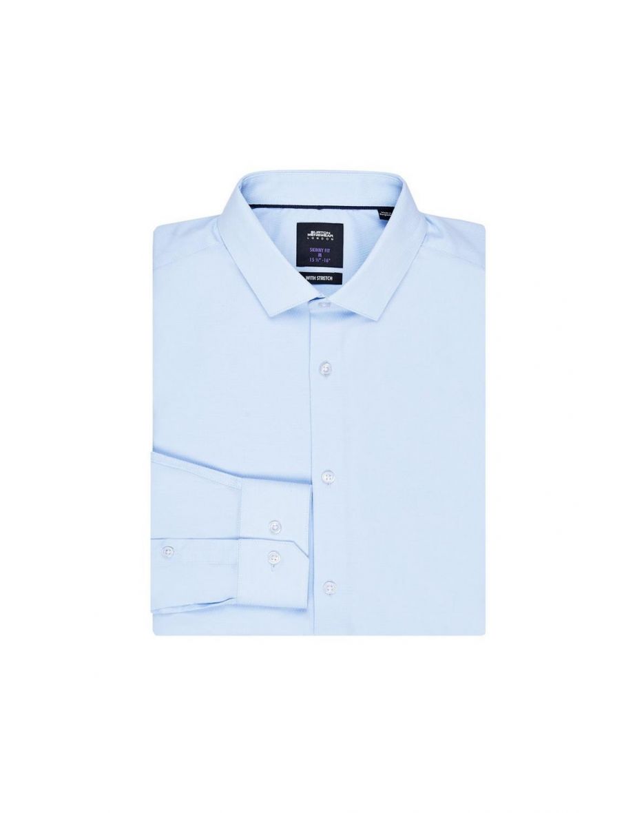 Blue Skinny Fit Textured Shirt - 2