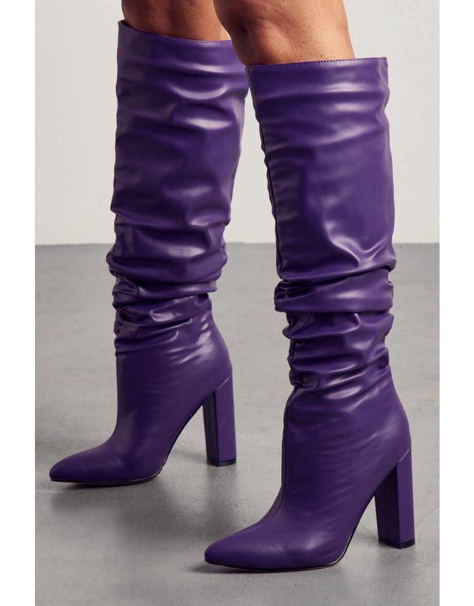 Leather Look Pointed Heeled Boot