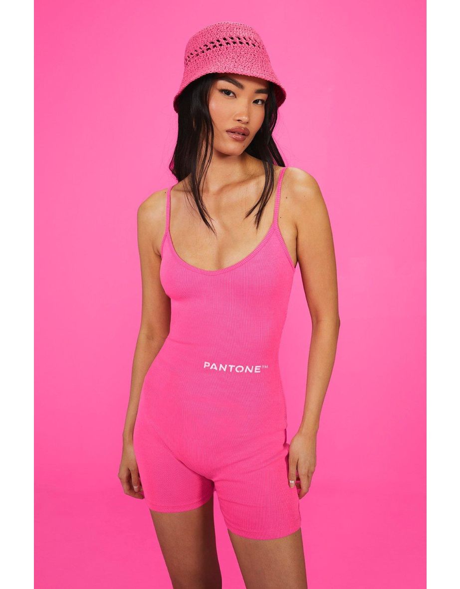 Pantone Ribbed Unitard - neon-pink