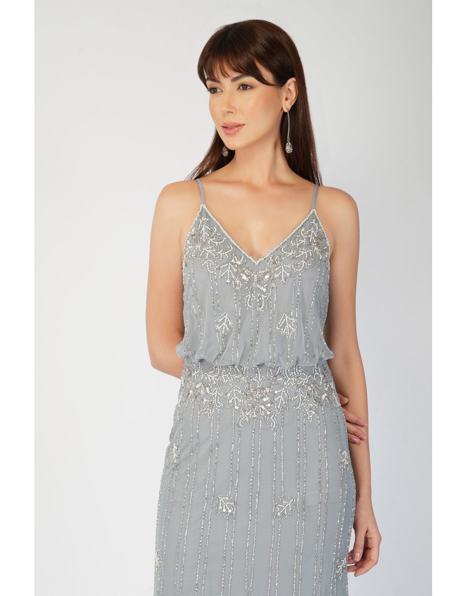 Keeva Blue Grey Bridesmaid Dress - 3