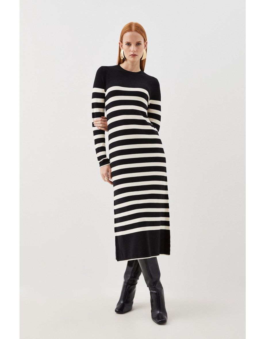 Karen millen stripe knit sales dress