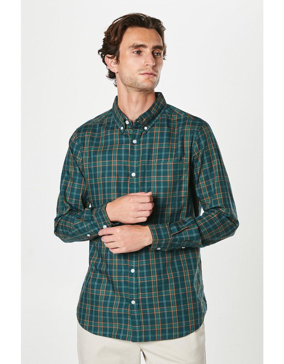 Clean Check Long Sleeve Shirt - turquoise