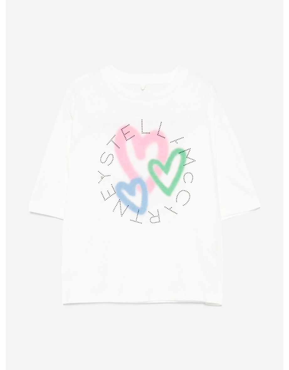 Girls Heart Logo Cropped T-Shirt in Ivory