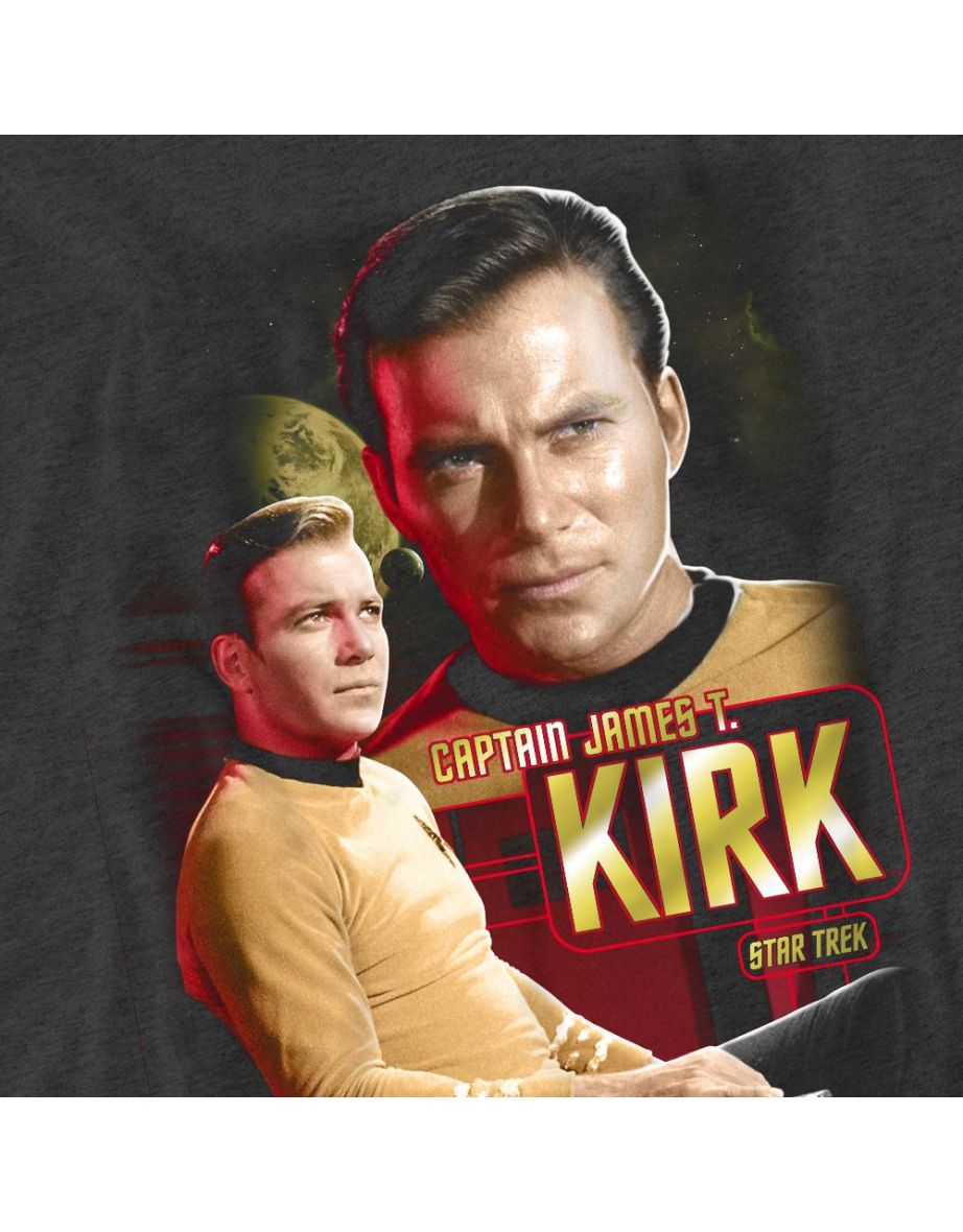 Star Trek Unisex Adult Captain Kirk T-Shirt - Charcoal - 3