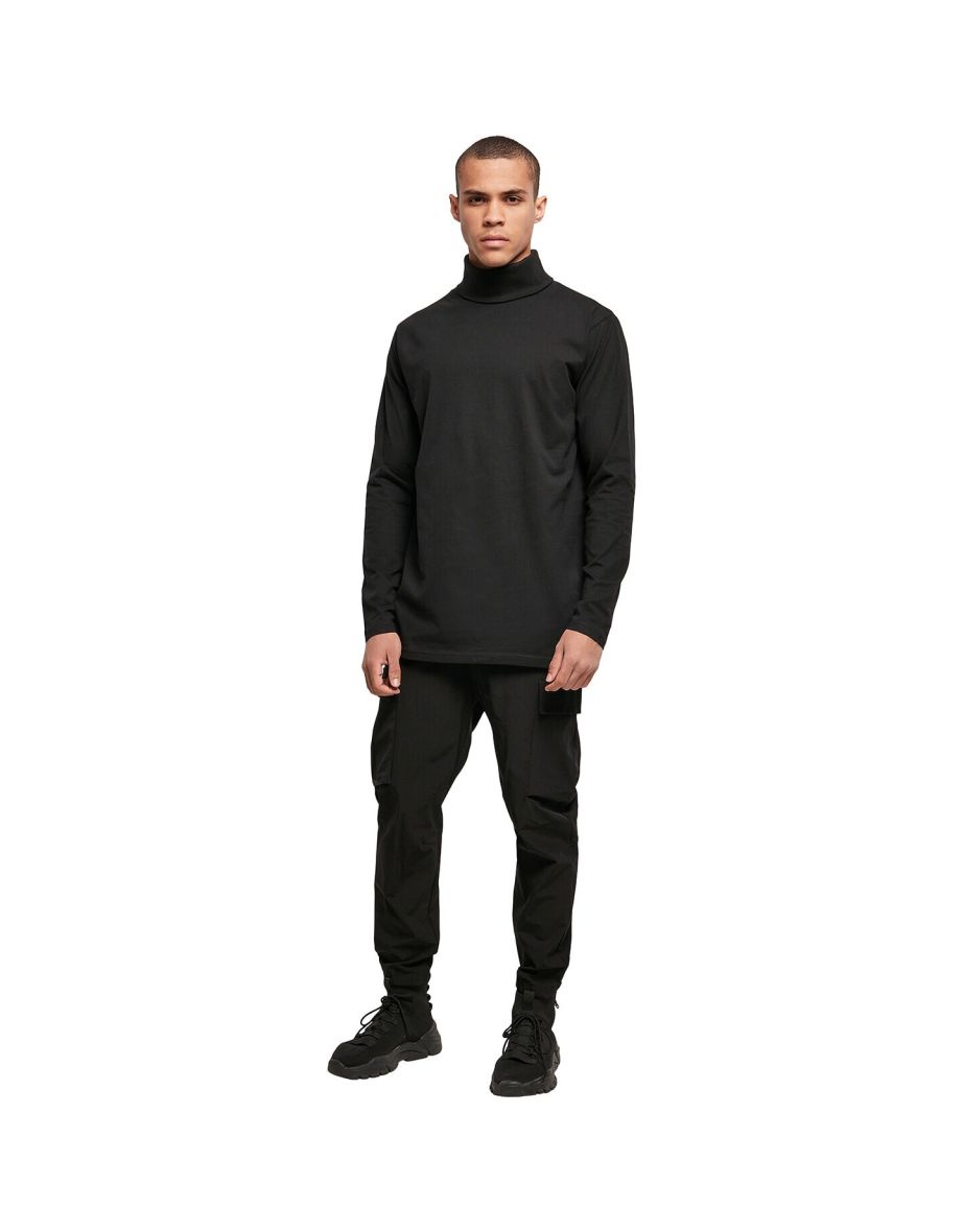 Mens Turtle Neck Long-Sleeved T-Shirt - Black