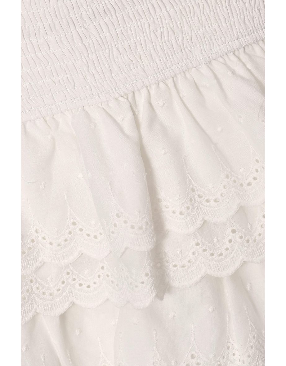White Embroidered Mini Skirt - 5