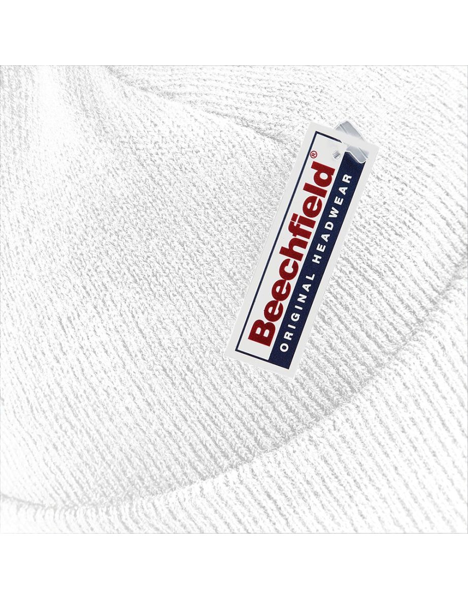 Beechfield Unisex Plain Winter Beanie Hat / Headwear (Ideal for Printing) - White - 3