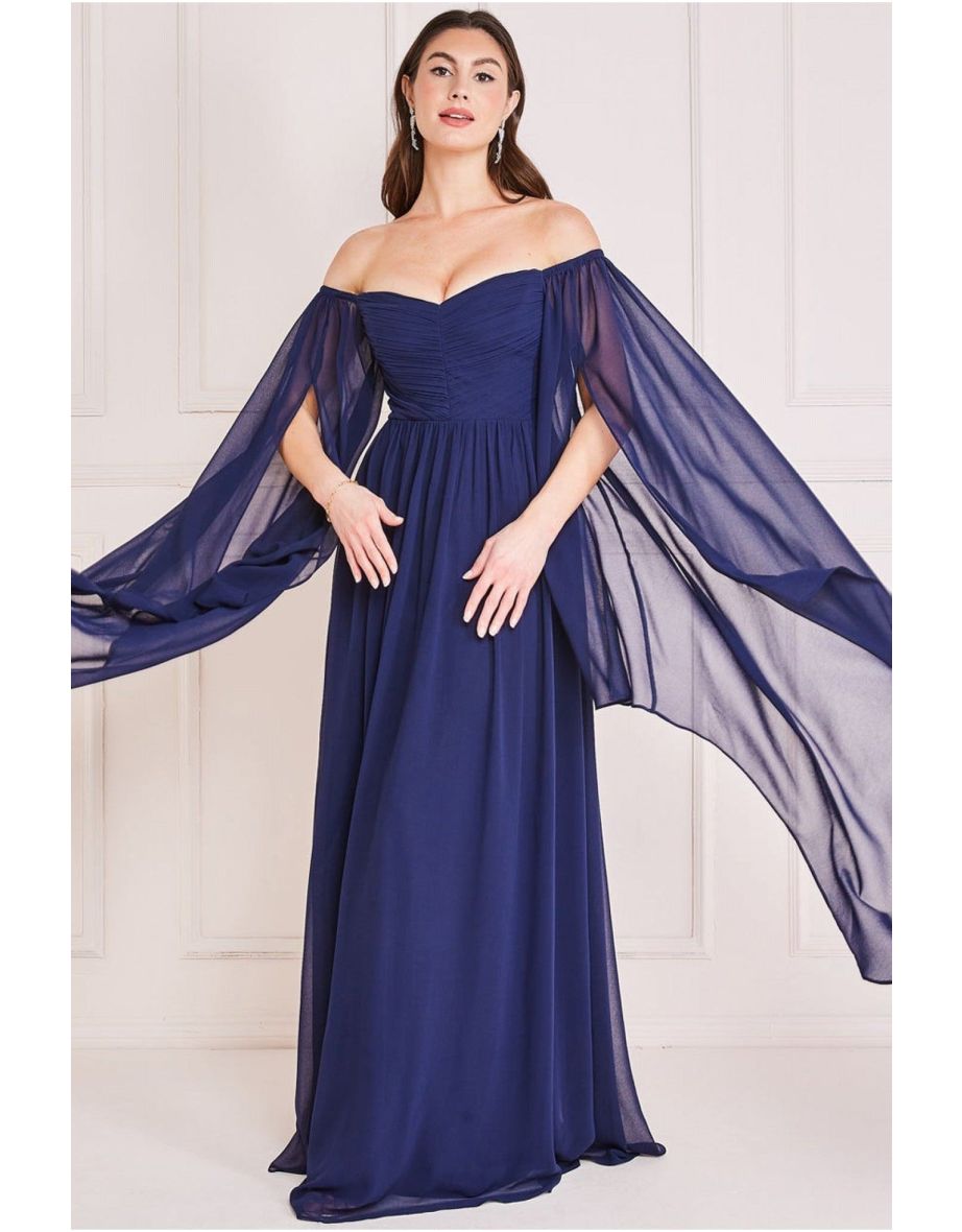 Goddiva Chiffon Off The Shoulder Maxi With Wings