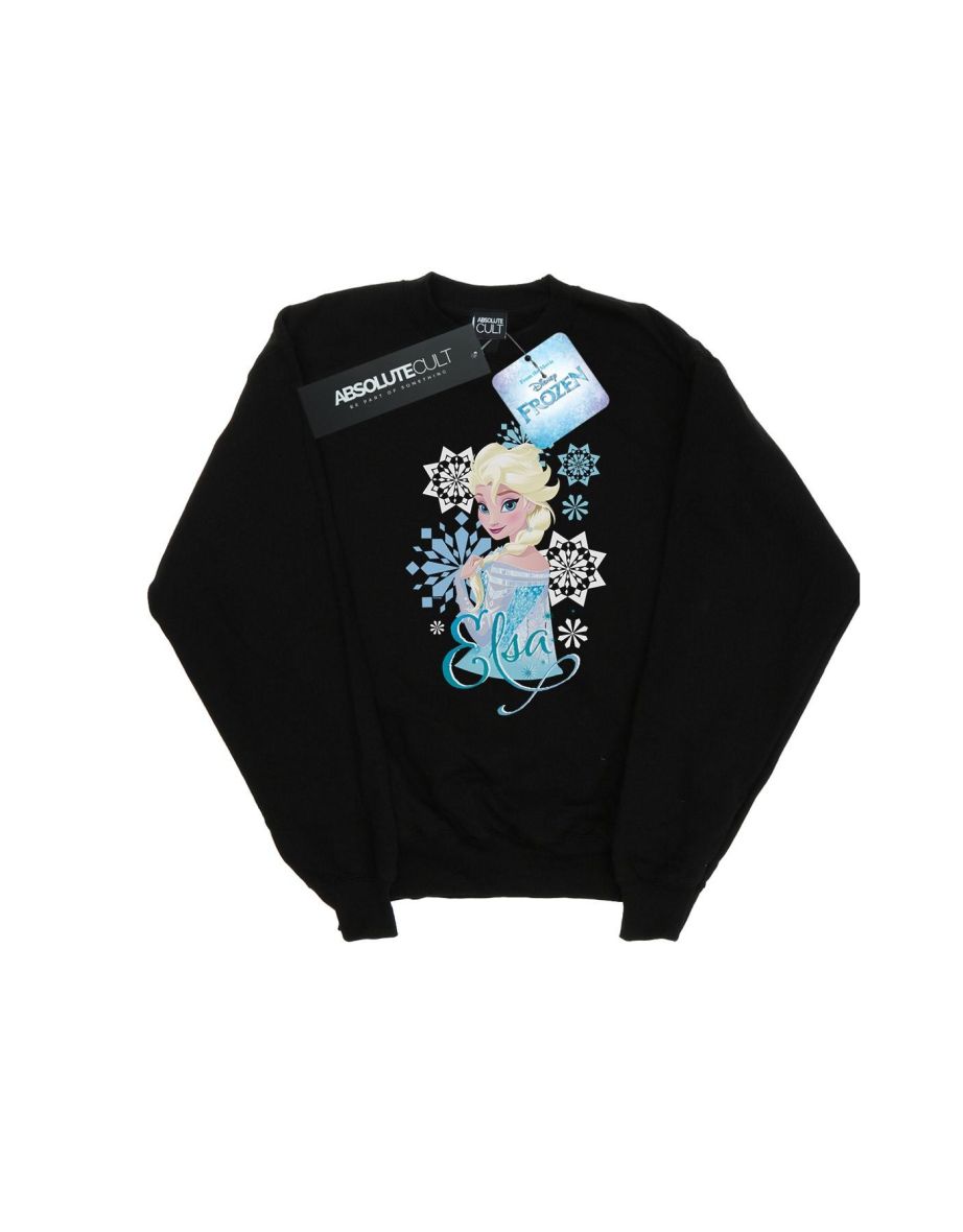 Disney Boys Frozen Elsa Snowflakes Sweatshirt - Black