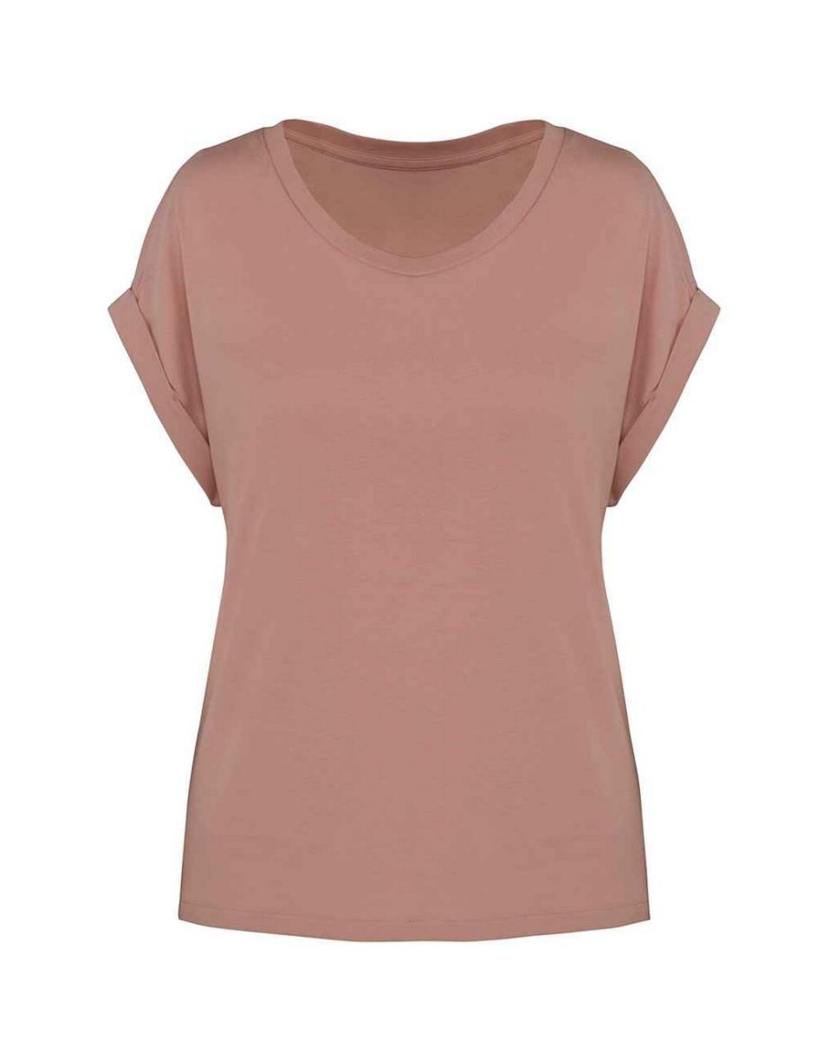 Native Spirit Womens/Ladies Roll Sleeve T-Shirt - Petal Rose