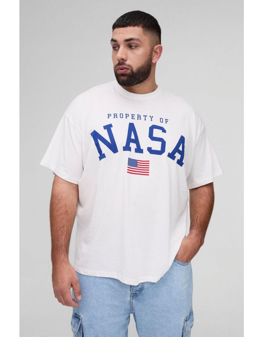 Plus Oversized Nasa Logo License Print T-Shirt