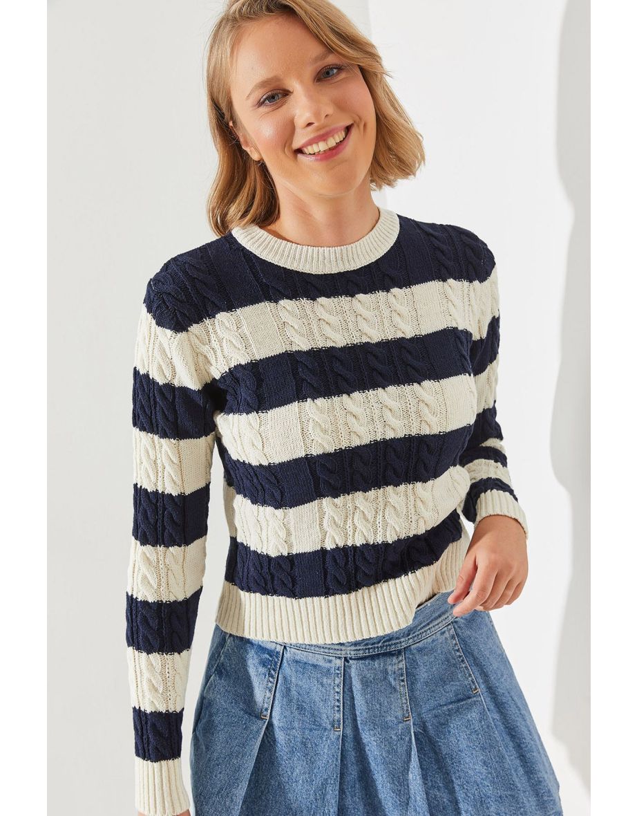 Women's Striped Crew Neck Sweater