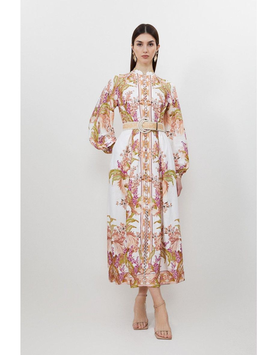Karen Millen A-Line Midaxi Evening Dress with Floral Prints