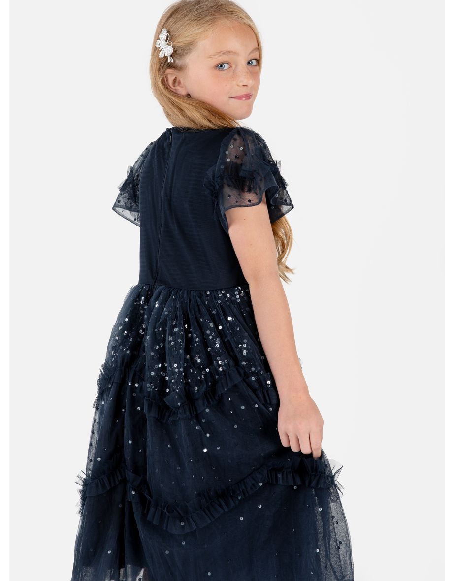 Mini Maya Navy Fully Embellished Midi Dress - 1
