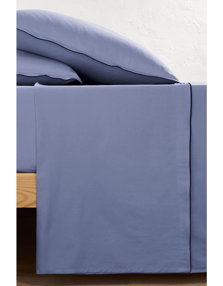 Victor Plain 100% Washed Cotton Satin 300 Thread Count Flat Sheet