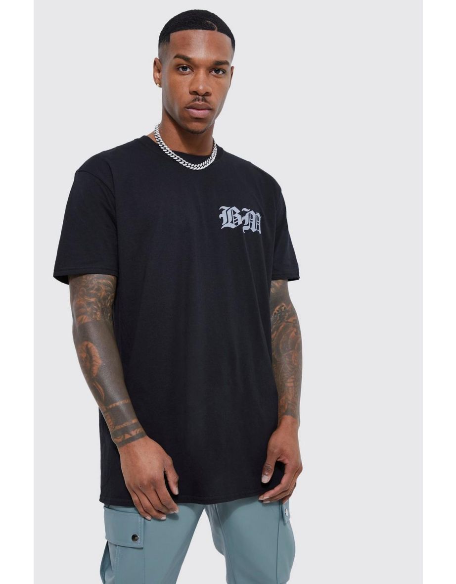 Oversized Spine Detail Graphic T-shirt - black - 2