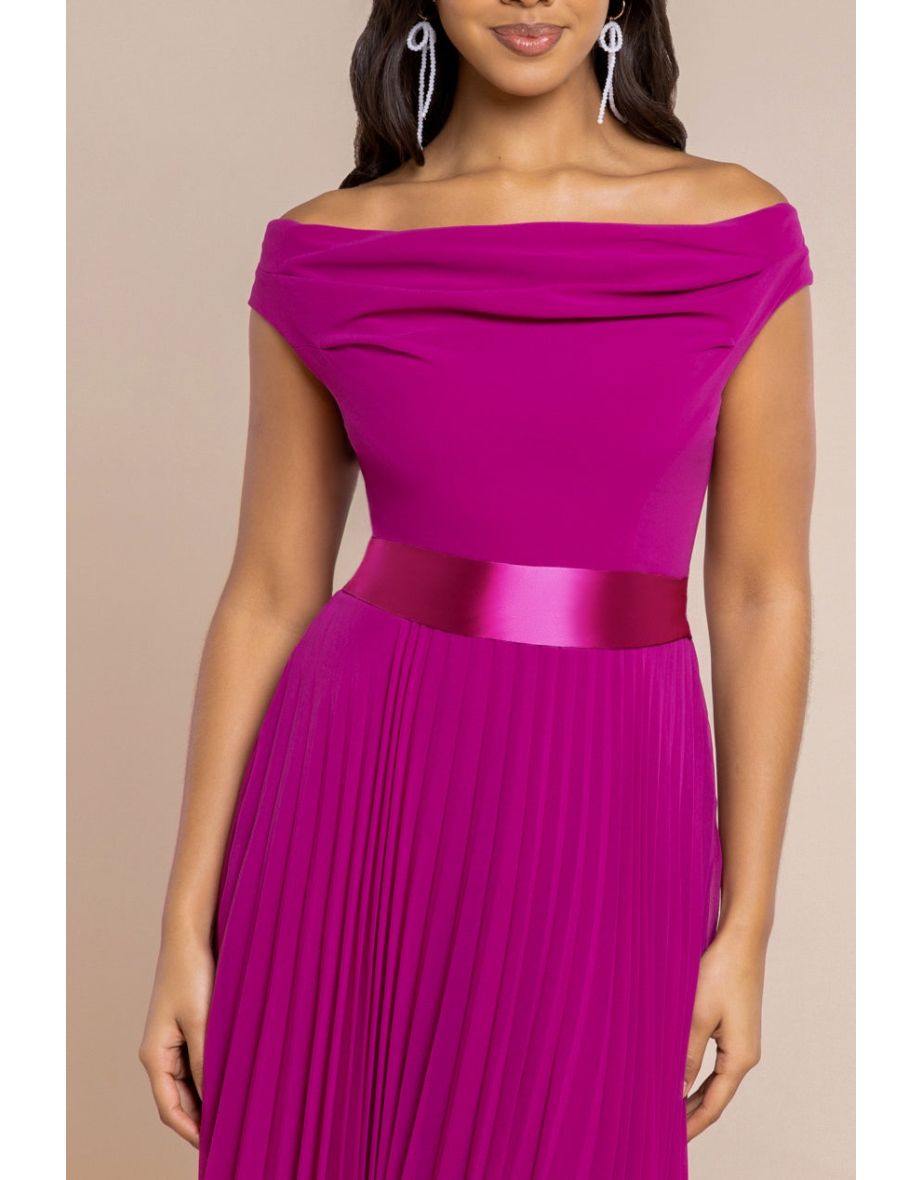 Goddiva Cowl Neck Pleated A-Line Chiffon Midi Dress - 4