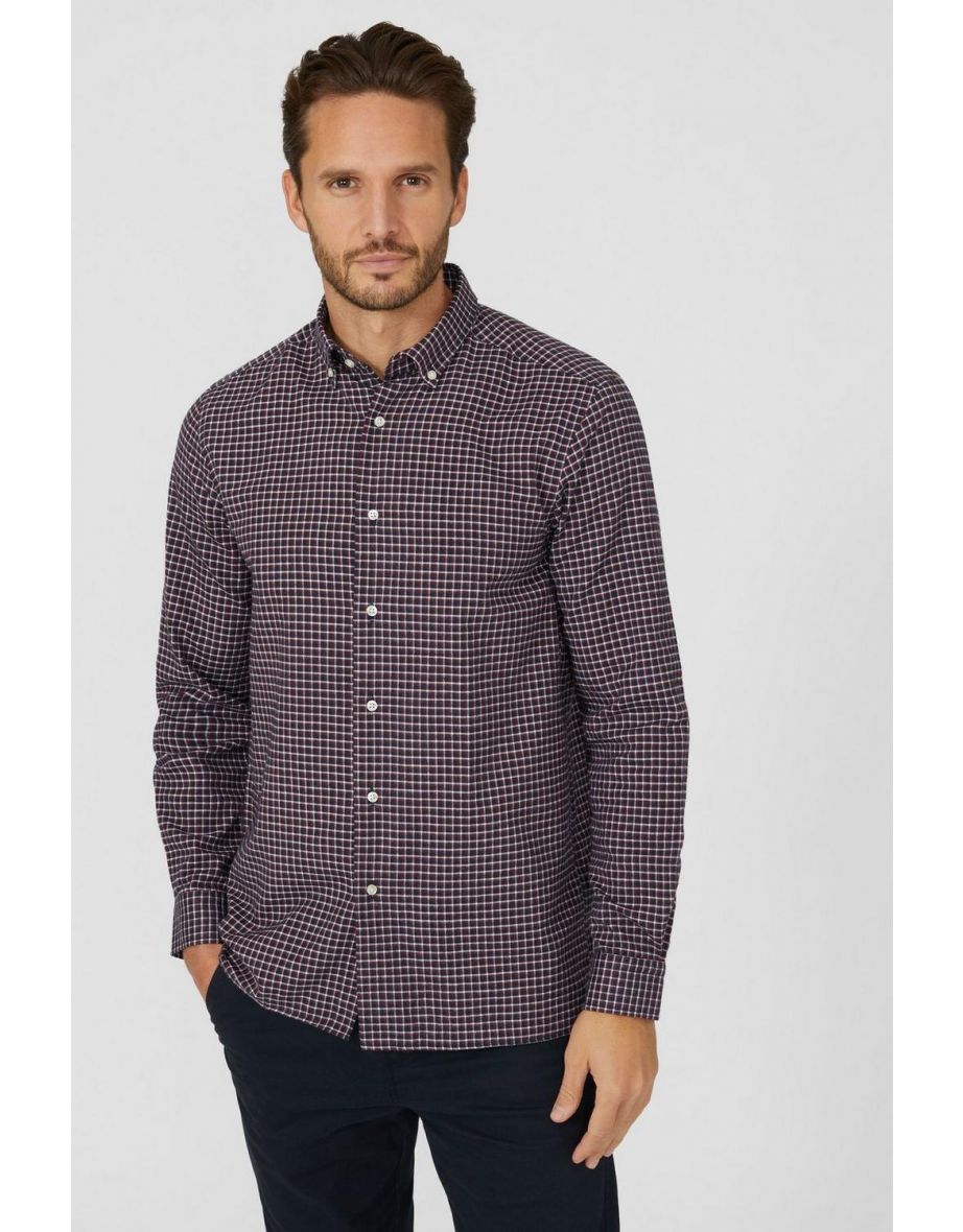 Brushed Double Check Shirt - red