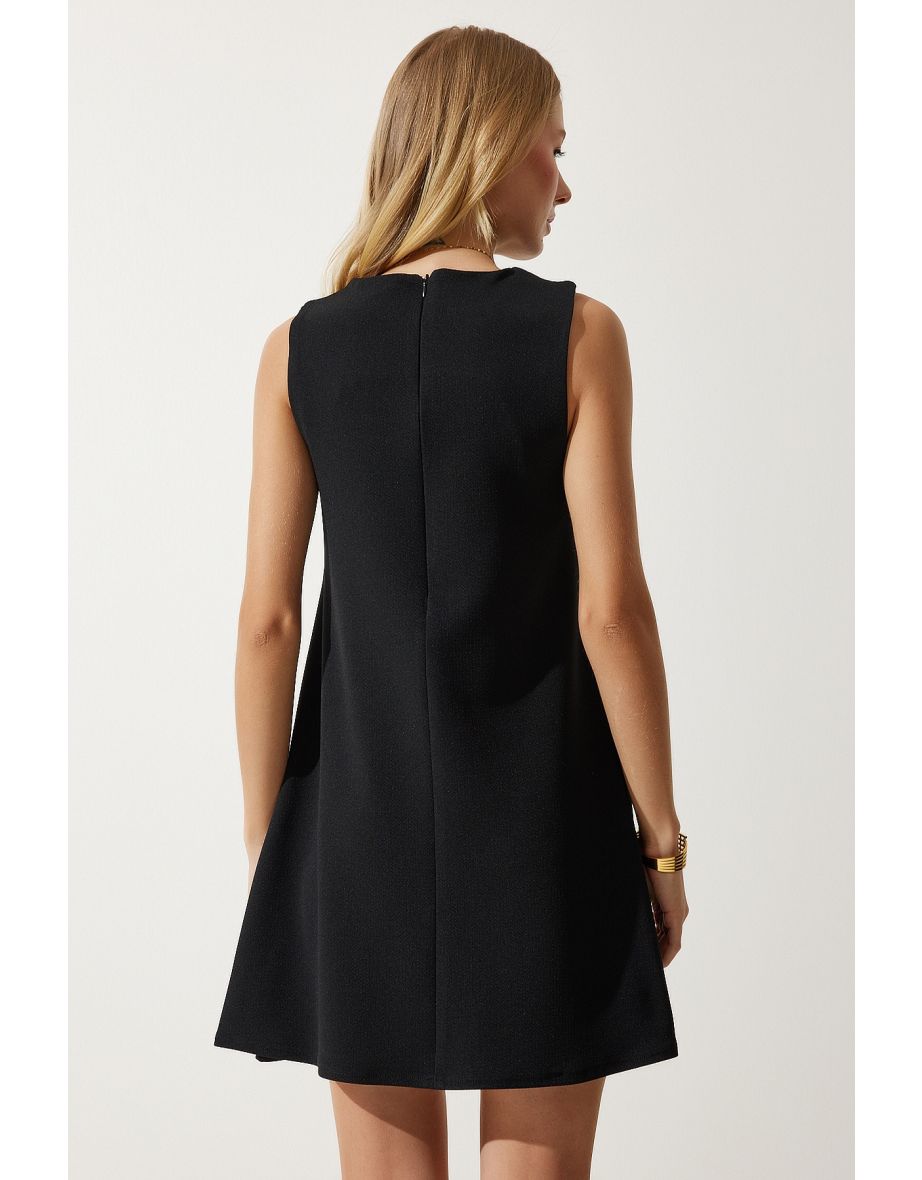 Happiness İStanbul Black A-Line Mini Shift Dress - 5