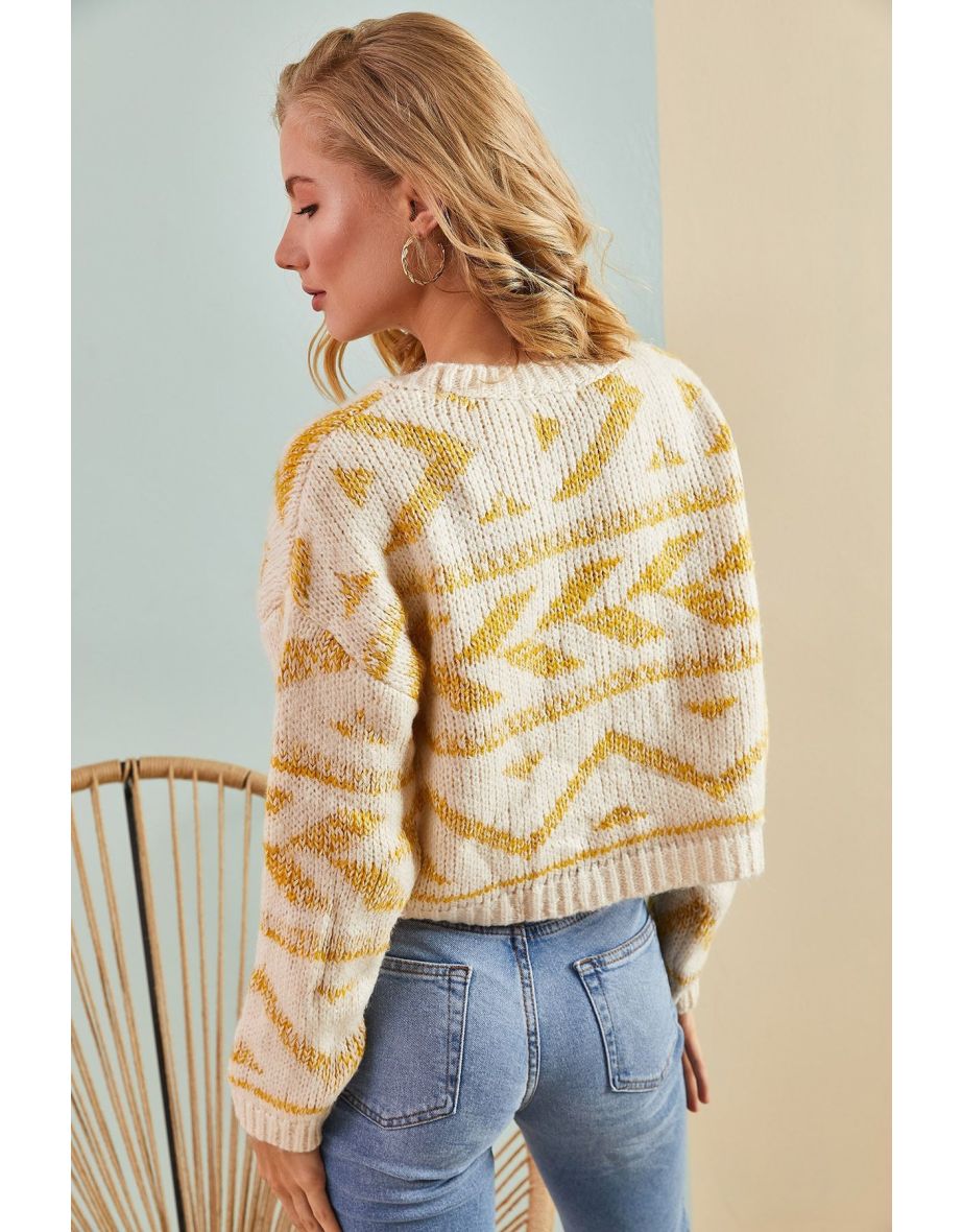 Women's Patterned Knitwear Sweater - 4
