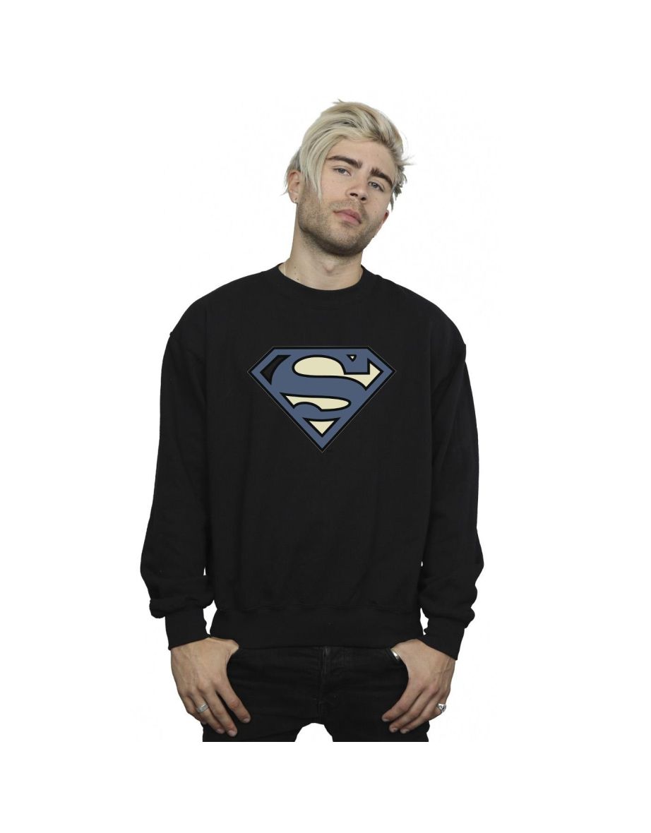 DC Comics Mens Superman Indigo Blue Logo Sweatshirt - Black