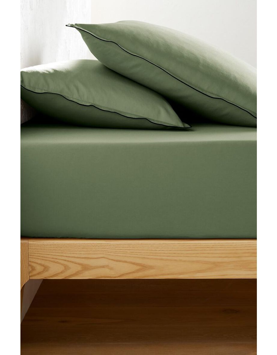 Victor Plain 100% Washed Cotton Satin 300 Thread Count Fitted Sheet