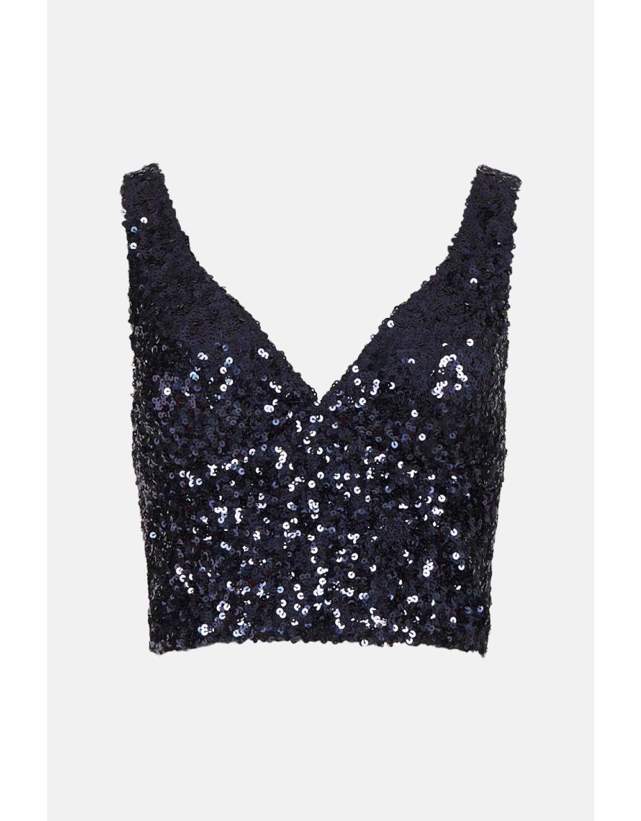Sequin V Neck Bustier Top - 3