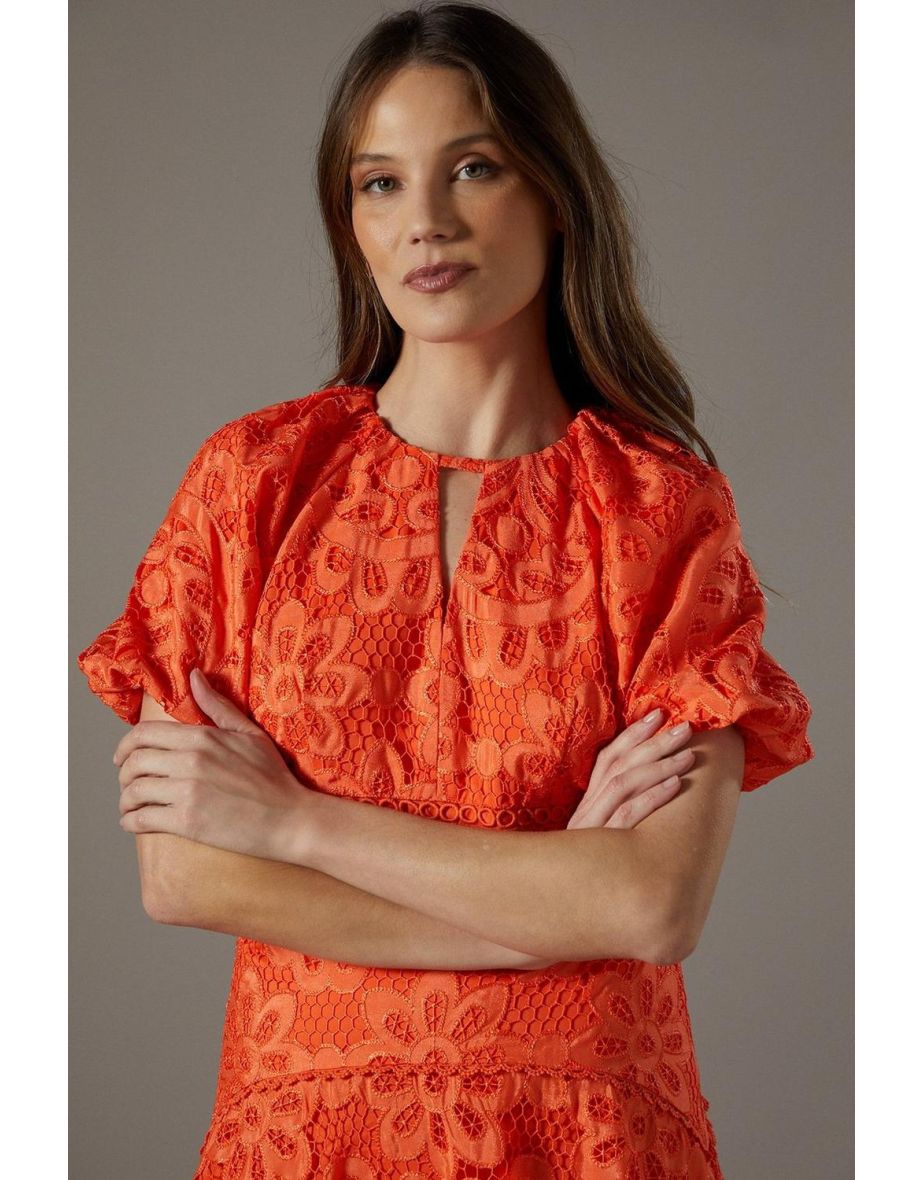 Lace Detail High Low Midi Dress - 3